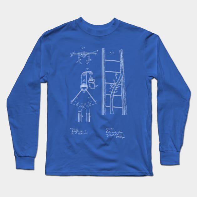 Mode for Securing Fire Hose on a Ladder Vintage Patent Hand Drawing Long Sleeve T-Shirt by TheYoungDesigns